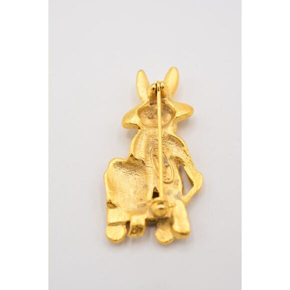 Danecraft Vintage Farmer Bunny Pin Brooch Gold Spring Rabbit Easter Signed A21 - Picture 10 of 12
